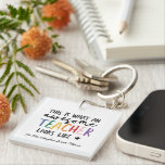 Awesome teacher modern typography rainbow gift  ke key ring<br><div class="desc">This is what an awesome teacher looks like. Awesome teacher modern typography gift. With hand lettered modern fun script,   and space for their name and the name of your child. The perfect end of year,  Christmas or holiday gift for your favourite teacher.</div>