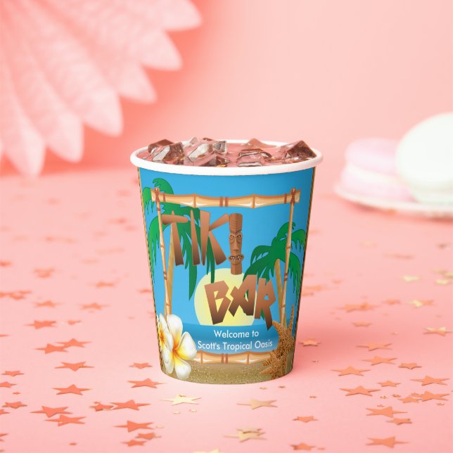 Awesome Tiki Bar Design - Personalise Paper Cups (Insitu)