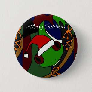 Awesome Tree Frog Christmas Art 6 Cm Round Badge