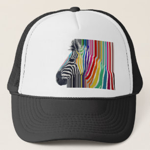 awesome trendy colourful vibrant stripes zebra trucker hat