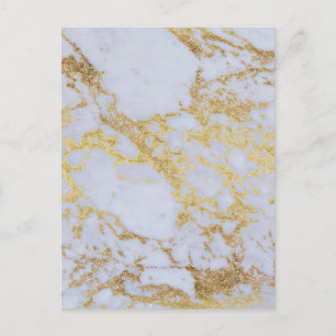 Awesome trendy modern faux gold glitter marble postcard