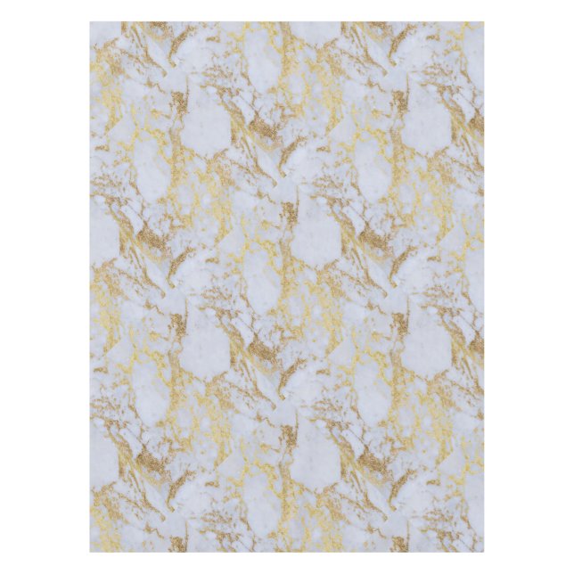 Awesome trendy modern faux gold glitter marble tablecloth (Front)