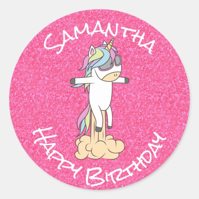 Awesome Trendy Unicorn Classic Round Sticker (Front)