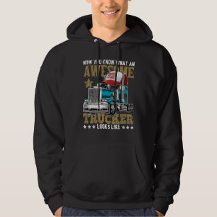 Awesome Trucker American Flag Truck Driver Trucker Hoodie