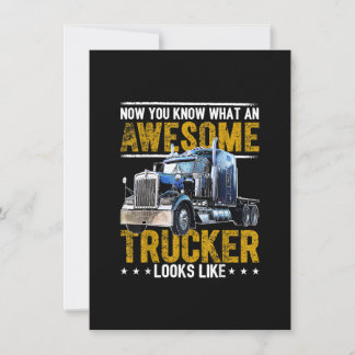 Awesome Trucker Big Rig Semi-Trailer Truck Driver  Invitation