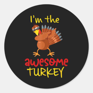 Awesome Turkey Matching Family Group Thanksgiving Classic Round Sticker