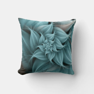 Awesome Turquoise Flower Fractal  Cushion
