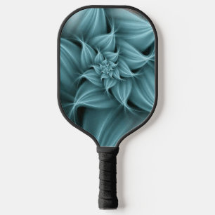 Awesome Turquoise Flower Fractal Pickleball Paddle