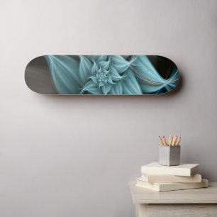 Awesome Turquoise Flower Fractal  Skateboard