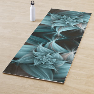 Awesome Turquoise Flower Fractal Yoga Mat