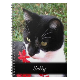 Awesome Tuxedo Cat in Garden Personal Spiral Notebook