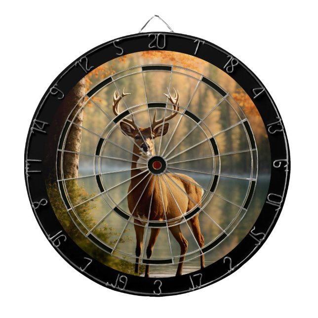 Awesome Twelve Point Buck Autumn Waters Regulation Dartboard (Front)