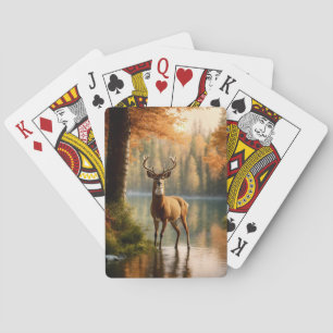 Awesome Twelve Point Buck in Autumn Waters Playing Cards