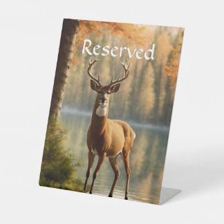 Awesome Twelve Point Buck in Autumn Waters Reserve Pedestal Sign