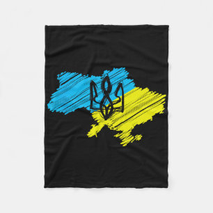 Awesome Ukrainian Map - Ukrainian Flag  Fleece Blanket