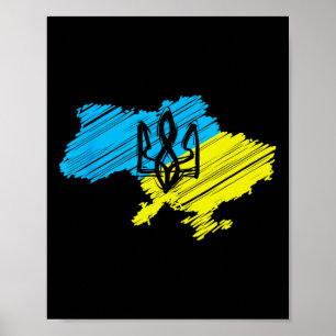 Awesome Ukrainian Map - Ukrainian Flag Poster