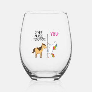 Awesome Unicorn Gift For Nurse Preceptor Stemless Wine Glass