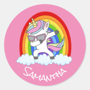 awesome Unicorn Party Pink Classic Round Sticker