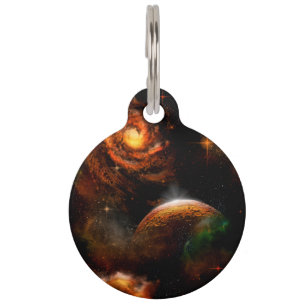 Awesome universe with planet and stars pet tag
