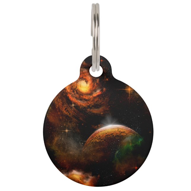 Awesome universe with planet and stars pet tag (Back)