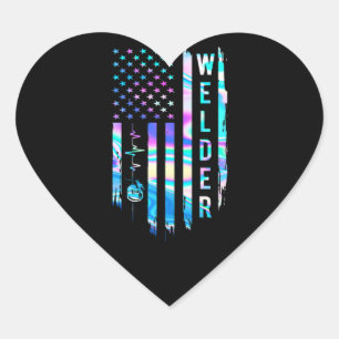 Awesome US Flag Heart Welder Sticker