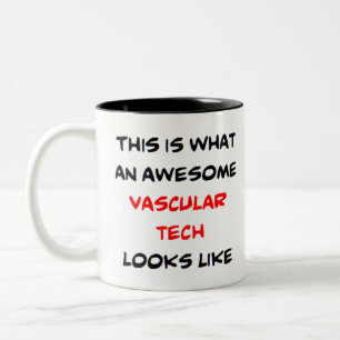 awesome vascular tech Two-Tone coffee mug