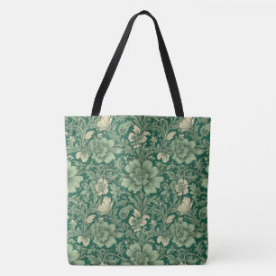 Awesome Vintage Green Floral Pattern  Tote Bag