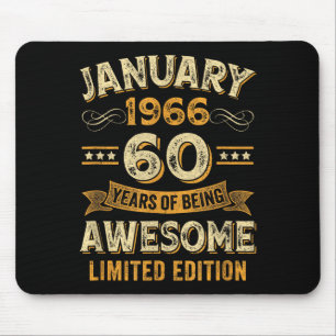 Awesome Vintage January 1966 60th Birthday Mouse Pad