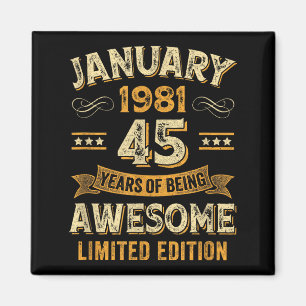 Awesome Vintage January 1981 45th Birthday  Magnet