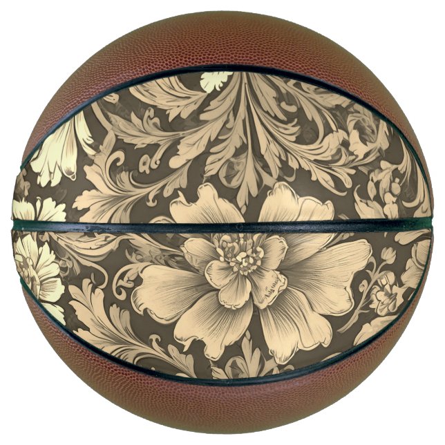 Awesome Vintage Sepia Floral Pattern  Basketball (Front)