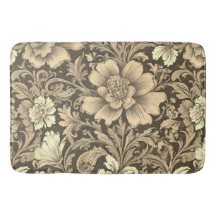 Awesome Vintage Sepia Floral Pattern Bath Mat