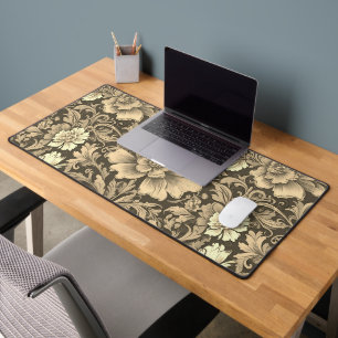Awesome Vintage Sepia Floral Pattern  Desk Mat