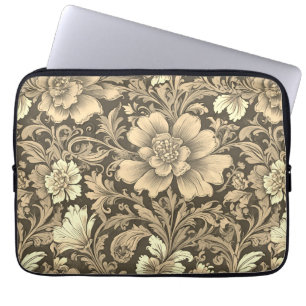Awesome Vintage Sepia Floral Pattern Laptop Sleeve