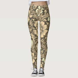 Awesome Vintage Sepia Floral Pattern Leggings