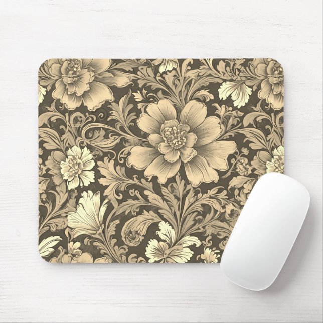 Awesome Vintage Sepia Floral Pattern  Mouse Pad (With Mouse)