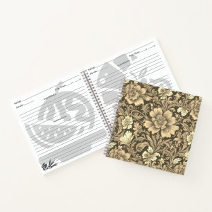 Awesome Vintage Sepia Floral Pattern Notebook