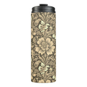 Awesome Vintage Sepia Floral Pattern  Thermal Tumbler
