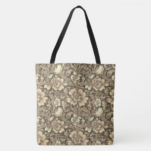 Awesome Vintage Sepia Floral Pattern  Tote Bag