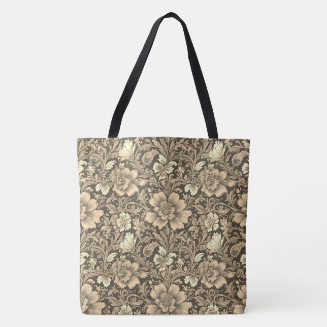 Awesome Vintage Sepia Floral Pattern  Tote Bag (Front)