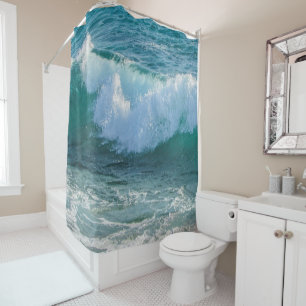Awesome Wave breaking on the sea shore Shower Curtain