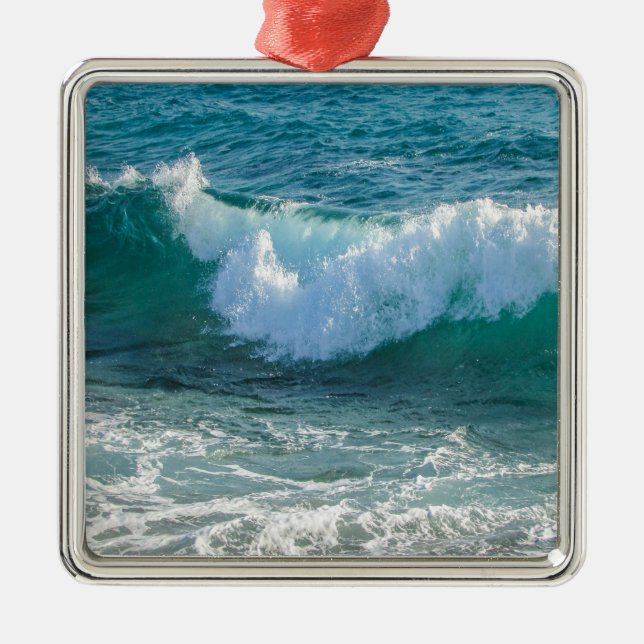 Awesome Wave sea shore nautical ocean nature Metal Tree Decoration (Front)