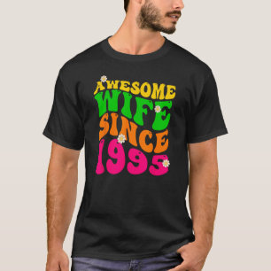 Awesome Wife Since 1995 Wedding Anniversary Groovy T-Shirt