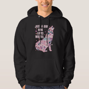 Awesome Wolf   Just A Girl Who Loves Wolves   Flor Hoodie