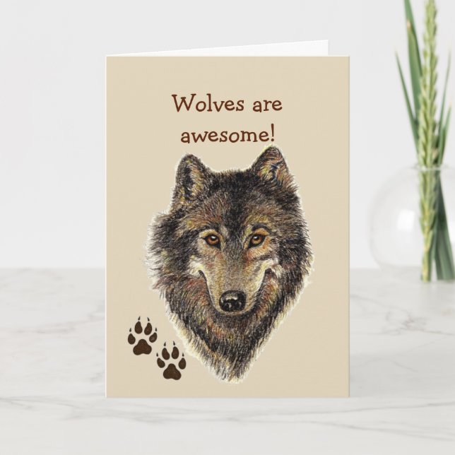 Awesome Wolves Wildlife Animal Son  Birthday Card (Front)