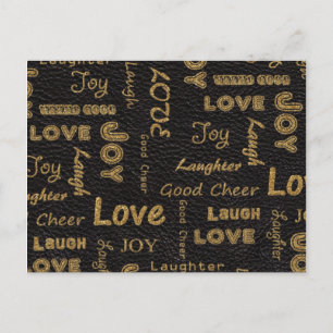 Awesome words to live by, Love, Joy, Laugh Postcard