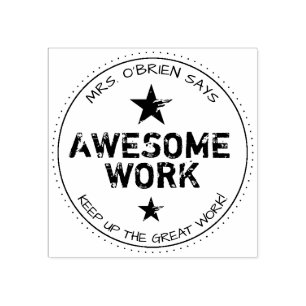 Awesome Work   Personalised Teachers Rubber Stamp
