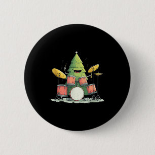 Awesome Xmas Tree With Drums For Rocking Christmas 6 Cm Round Badge