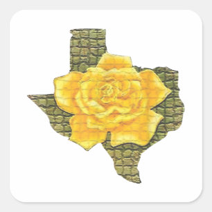Awesome Yellow Rose Of Texas Pattern Flower  Square Sticker