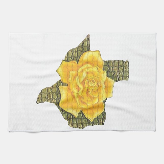 Awesome Yellow Rose Of Texas Pattern Flower Tea Towel (Horizontal)