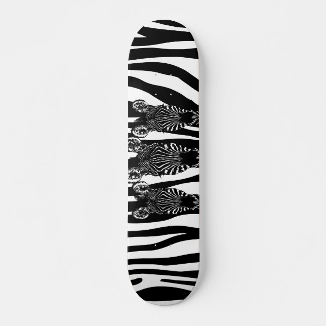 Awesome Zebra  Herd on Zebra Print Skateboard (Front)